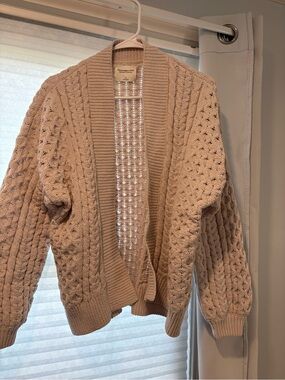Abercrombie and Fitch Cozy Cream Cable-Knit Open Cardigan Sweater